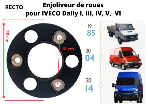 Enjoliveur Cache de Roues Avant Gauche ou Droit pour Iveco Daily I, III, IV, V