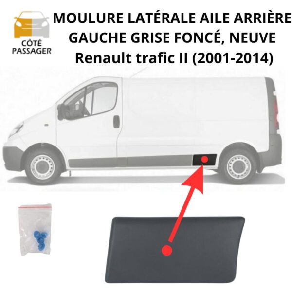 Moulure latérale aile arriere gauche Trafic 2