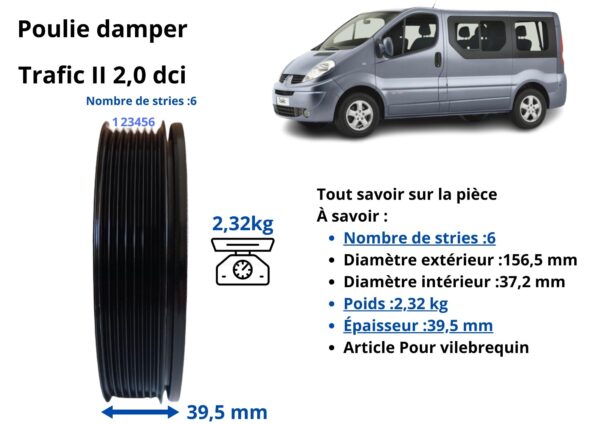 Poulie vilebrequin damper Trafic 2 dci moteur M9R