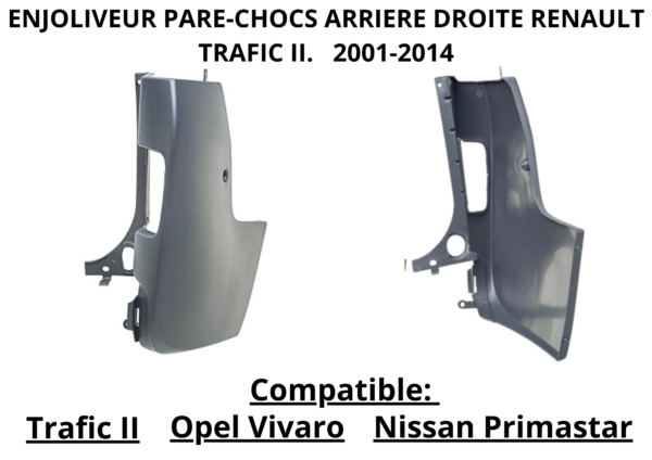 enjoliveur pare choc arriere droite trafic 2