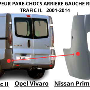 enjoliveur pare choc arriere gauche trafic 2 01-14