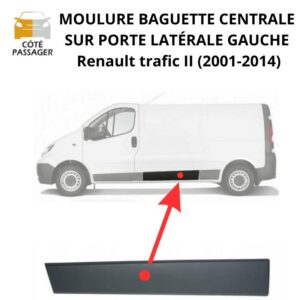 MOULURE BAGUETTE CENTRALE SUR PORTE LATÉRALE GAUCHE TRAFIC 2 PRIMASTAR VIVARO