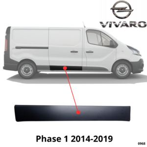 MOULURE BAGUETTE CENTRALE PORTE LATÉRALE DROITE OPEL VIVARO PHASE 1 2014-2019 NOIRE NEUVE