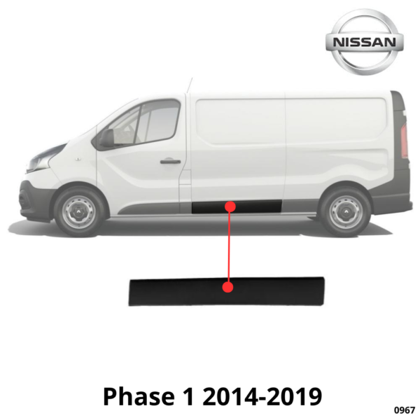 MOULURE BAGUETTE CENTRALE PORTE LATERALE GAUCHE NISSAN NV300 2014-2019 NOIRE NEUVE