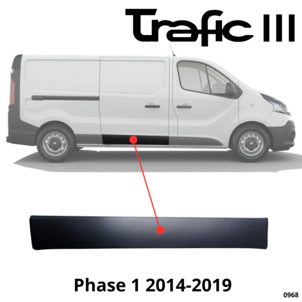 MOULURE BAGUETTE CENTRALE PORTE LATÉRALE DROITE RENAULT TRAFIC III PHASE 1 2014-2019 NOIRE NEUVE