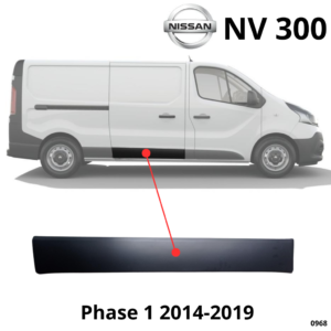 MOULURE BAGUETTE CENTRALE PORTE LATÉRALE DROITE NISSAN NV 300 PHASE 1 2014-2019 NOIRE NEUVE