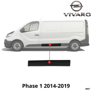 MOULURE BAGUETTE CENTRALE PORTE LATERALE GAUCHE OPEL VIVARO PHASE 1 2014-2019 NOIRE NEUVE