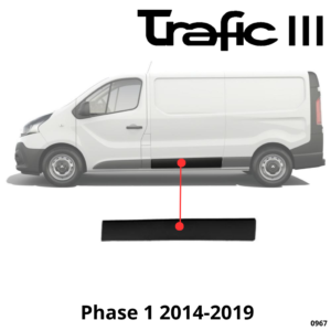 MOULURE BAGUETTE CENTRALE PORTE LATERALE GAUCHE TRAFIC III PHASE 1 2014-2019 NOIRE NEUVE