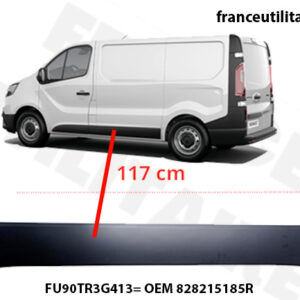 Moulure Baguette Centrale Noire pour RENAULT TRAFIC III (2014-2019) - Neuve et Résistante Cette grande moulure baguette centrale noire est l'accessoire idéal pour votre RENAULT TRAFIC III (2014-2019). Spécialement conçue pour la porte latérale gauche, elle combine esthétique moderne et protection durable contre les petits chocs et rayures. Caractéristiques : Adaptation parfaite : Cette moulure est conçue pour une installation sans ajustement sur la porte latérale gauche des RENAULT TRAFIC III de 2014 à 2019. Esthétique moderne : Son design élégant de couleur noire apporte un style épuré tout en contrastant subtilement avec la carrosserie. Matériaux de qualité : Résistante aux impacts, aux rayures et aux conditions climatiques, cette moulure est conçue pour durer. Facilité d’installation : Installation rapide, aucune modification nécessaire. Pourquoi l’adopter ? Améliorez la protection de votre véhicule tout en lui donnant une apparence plus contemporaine et soignée avec cette moulure robuste et esthétique.