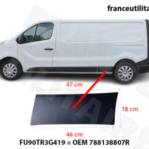 Moulure arrière gauche pour Renault Trafic III (2014-2019) - Installation facile et économique Offrez à votre Renault Trafic III une restauration discrète et rapide avec cette moulure arrière gauche. Installation simple et résultat impeccable, le tout à un prix abordable.