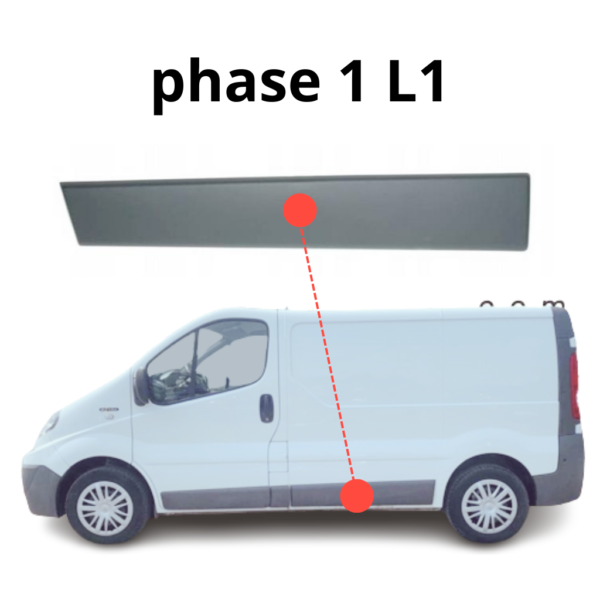 baguette porte coulissante gauche Complément esthétique porte coulissante droite pour Trafic 2 phase 1 L1