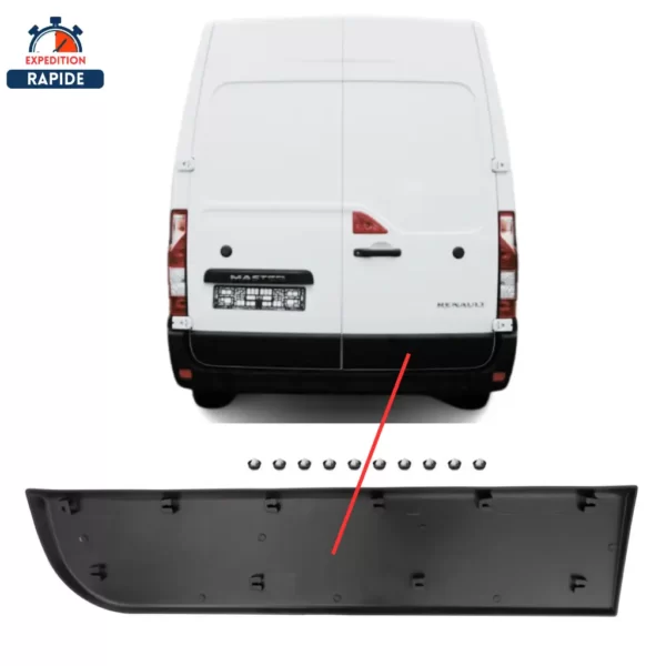 Vue rapprochée d'une moulure porte arrière compatible avec Opel Movano.