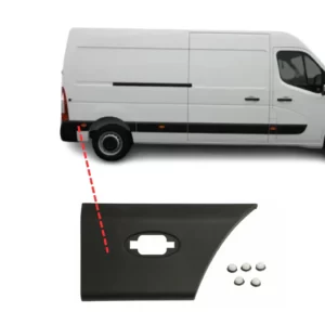 "Moulure arrière droite pour Master 3, adaptée à plusieurs modèles Renault et Opel à partir de 2010. Offre une protection maximale tout en améliorant le design du véhicule."
