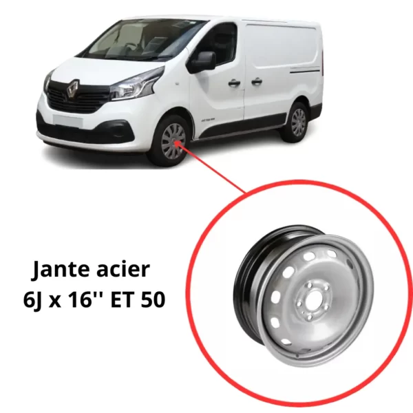 Jante acier de 6J x 16 ET 50 : Robustesse et Style pour Trafic 3