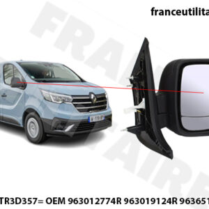 Rétroviseur extérieur droit électrique pour Renault Trafic 3 - Sécurisez vos trajets avec technologie avancée et design élégant.