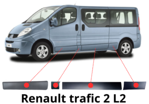 Kit moulures gauche Renault Trafic 2 L2 avec les trois moulures latérales côté conducteur pour modèle 2001 à 2014