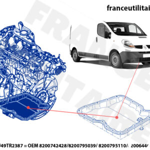 Carter d'huile Renault compatible OEM 8200644605 pour protection moteur.