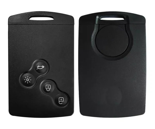 Carte de démarrage Renault Clio 4 vue de face et de dos, avec 4 boutons fonctionnels.