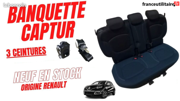 Banquette Arrière Renault Captur Phase 1 Neuve – Tissu Bleu Noir avec Ceintures & Visserie  RCKIT01BA