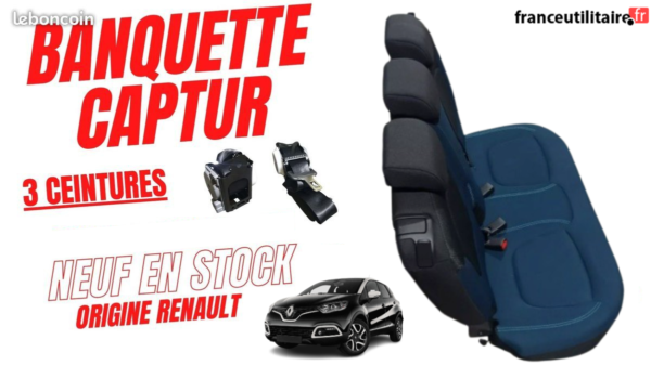 Banquette Arrière Renault Captur Phase 1 Neuve – Tissu Bleu Noir avec Ceintures & Visserie  RCKIT01BA – Image 6