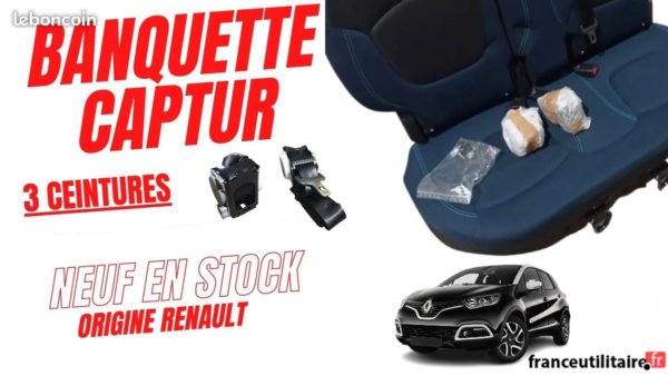 Banquette Arrière Renault Captur Phase 1 Neuve – Tissu Bleu Noir avec Ceintures & Visserie  RCKIT01BA – Image 7