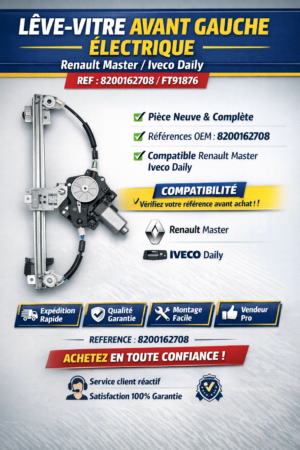 Lève-vitre électrique avant gauche Renault Master Iveco Daily réf 8200162708