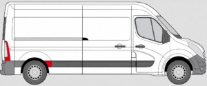 Emplacement baguette Renault Master 3 avant roue arrière droite