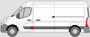 Emplacement baguette Renault Master 3 montant latéral gauche
