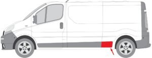 moulure arrière gauche Trafic 2 L2 Emplacement moulure arrière gauche sur Renault Trafic 2 L2