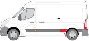 Emplacement moulure Renault Master 3 L2 avant roue arrière gauche