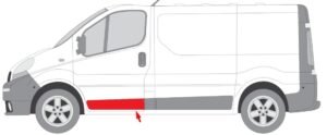 moulure latérale Renault Trafic 2 L1, Emplacement moulure porte avant gauche