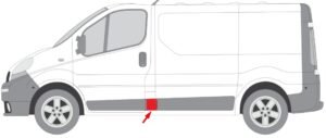 emplacement moulure latérale Renault Trafic 2 côté gauche