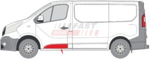 emplacement moulure Renault Trafic porte avant gauche L1